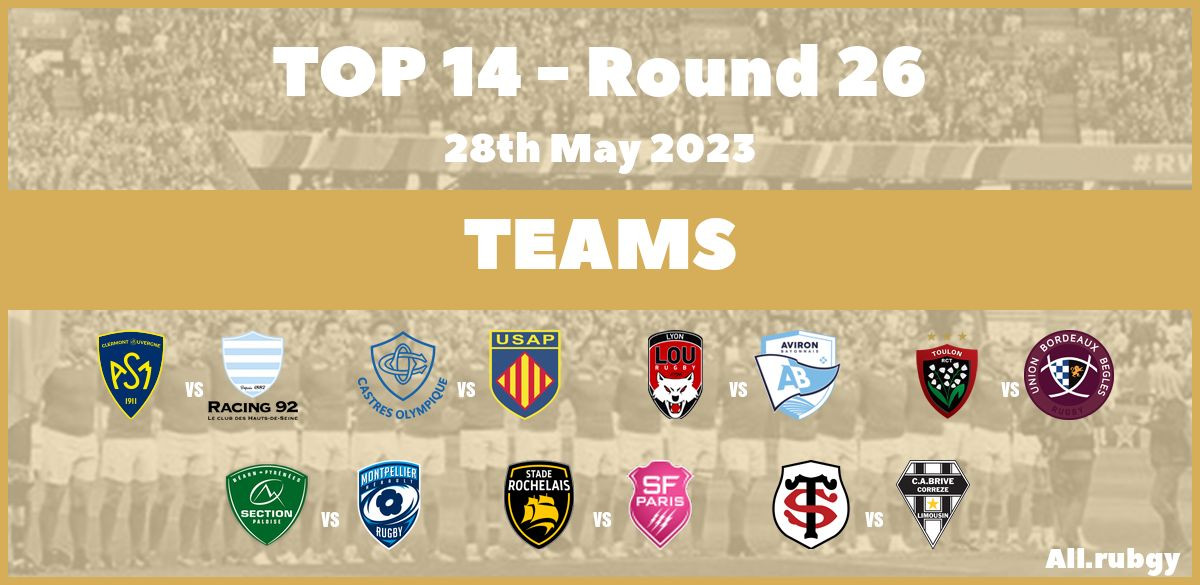 Top 14 2023 - Round 26 Team Announcements