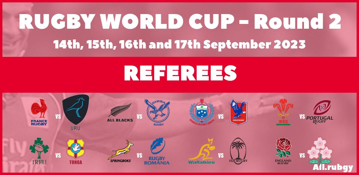 Rugby World Cup - Round 2 : Referee Appointments