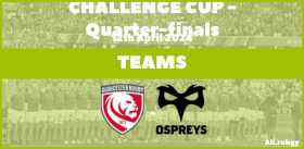 Gloucester vs Ospreys : Team Announcements for Challenge Cup Quarter-finals